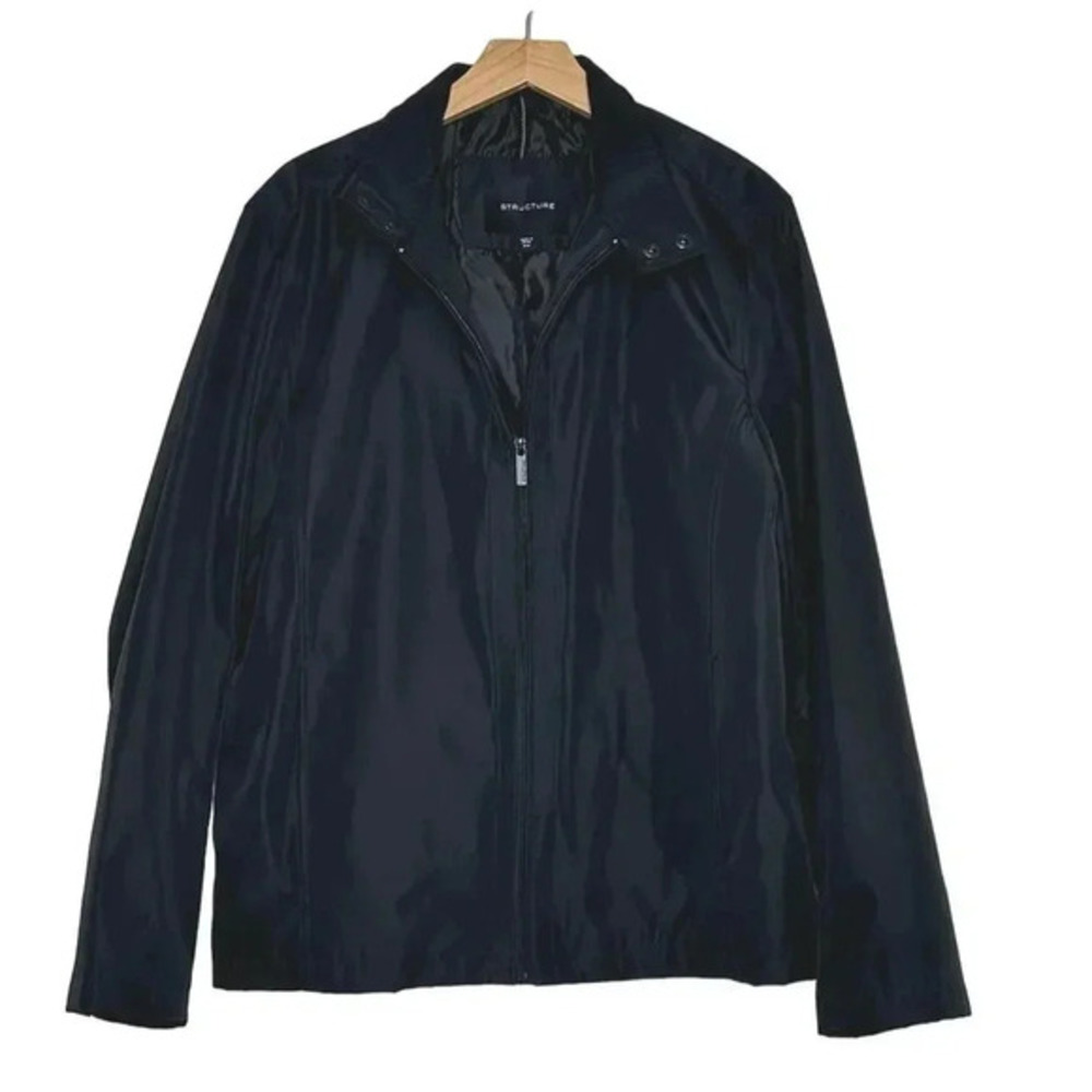 Structure mens M Black Flight Bomber Jacket Stylish‎ Rain Resistant Pockets